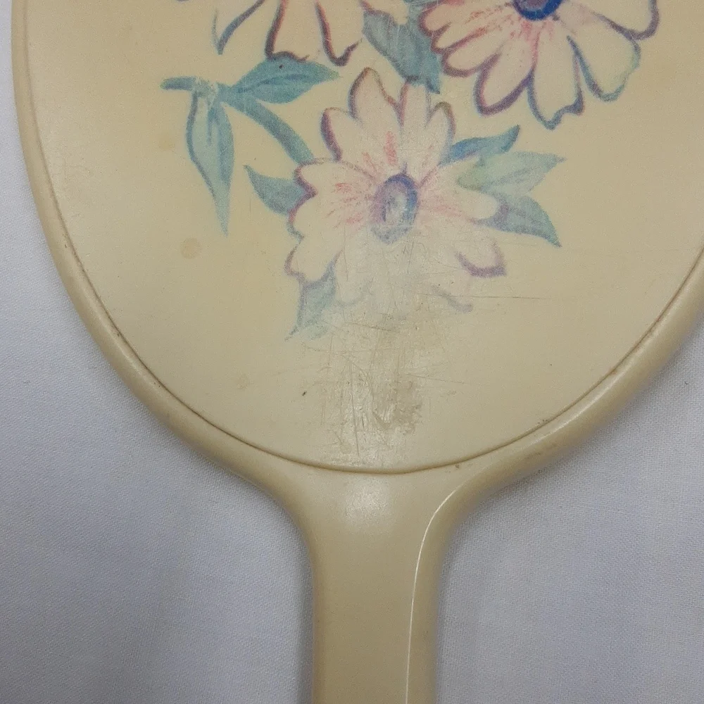 Vintage Celluloid Handheld Vanity Mirror